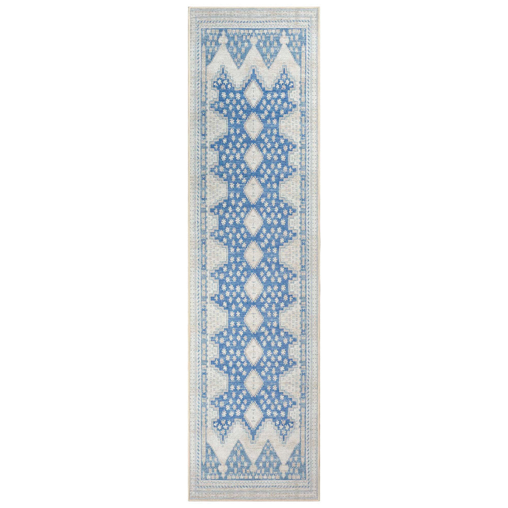 Beige Blue Boho Oushak Washable Rug - Gionara