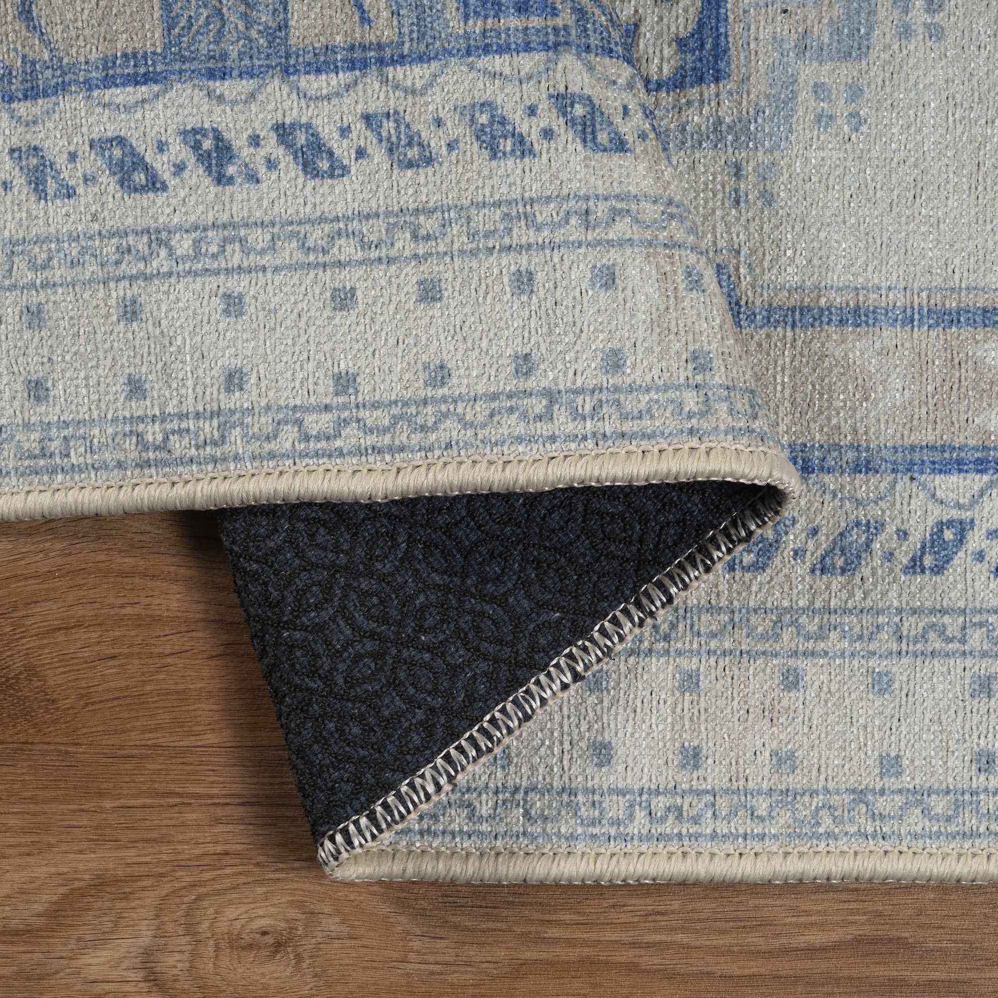 Beige Blue Boho Oushak Washable Rug - Gionara
