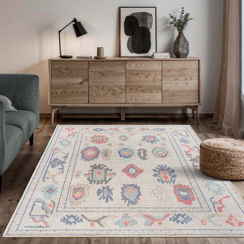Beige Oushak Area Washable Rug - Gionara