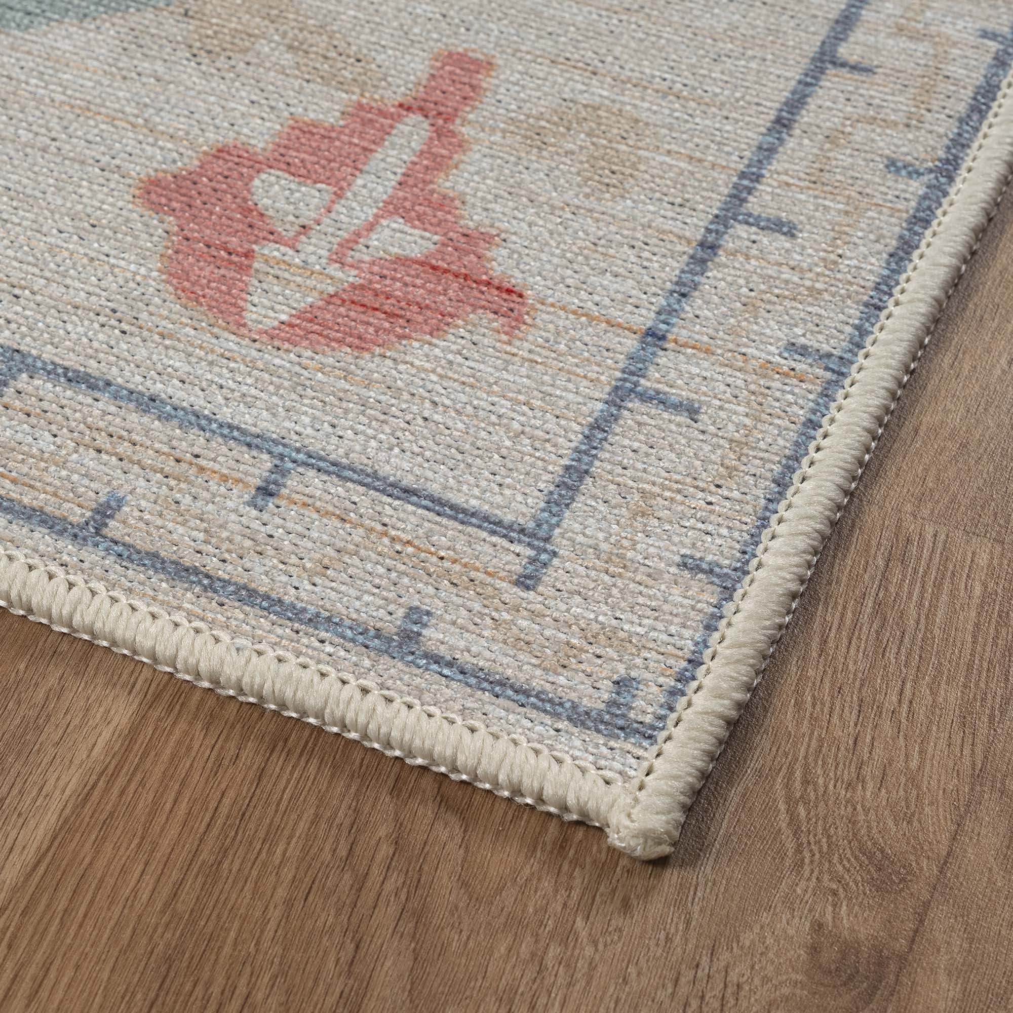 Beige Oushak Area Washable Rug - Gionara