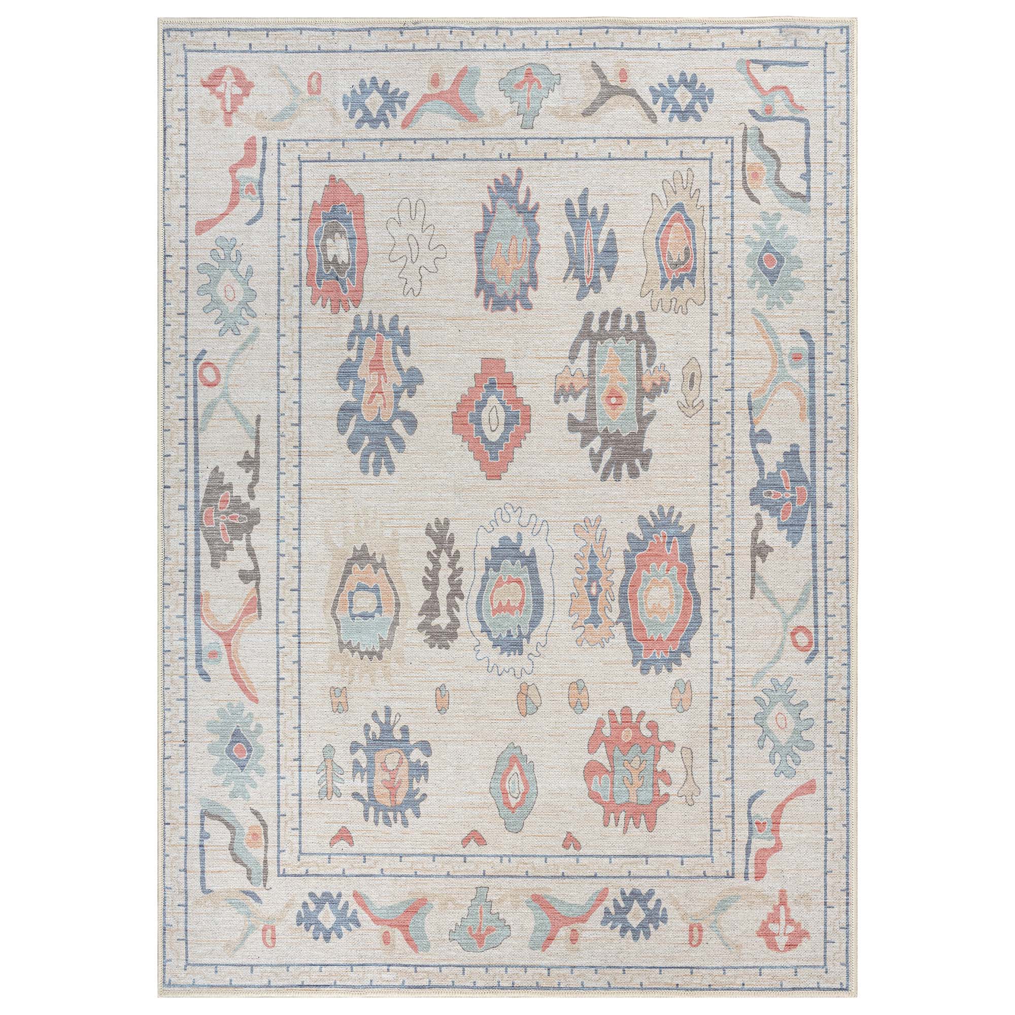 Beige Oushak Area Washable Rug - Gionara