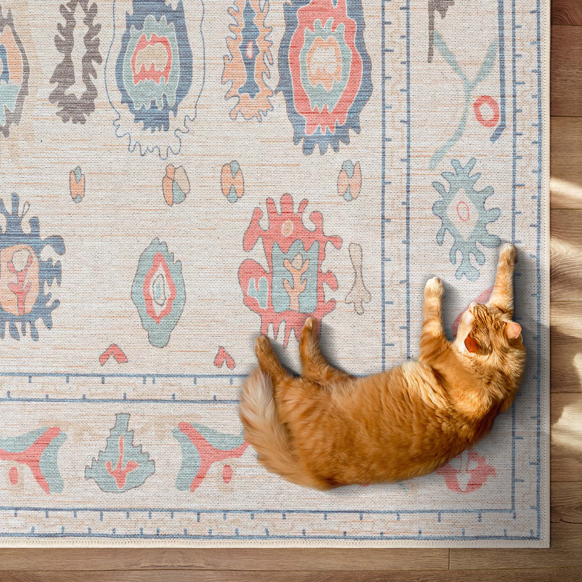 Beige Oushak Area Washable Rug - Gionara