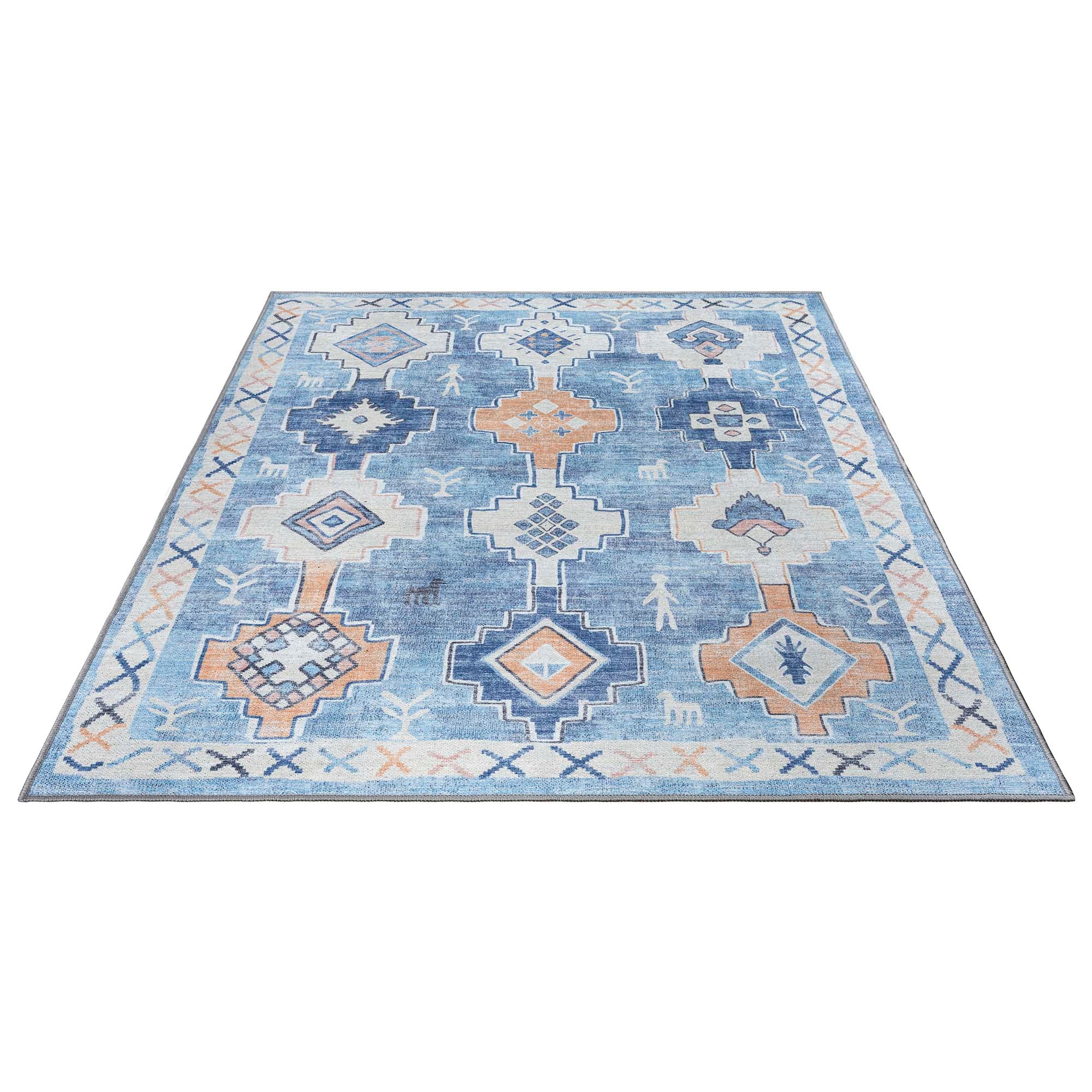 Blue Boho Oushak Washable Rug - Gionara