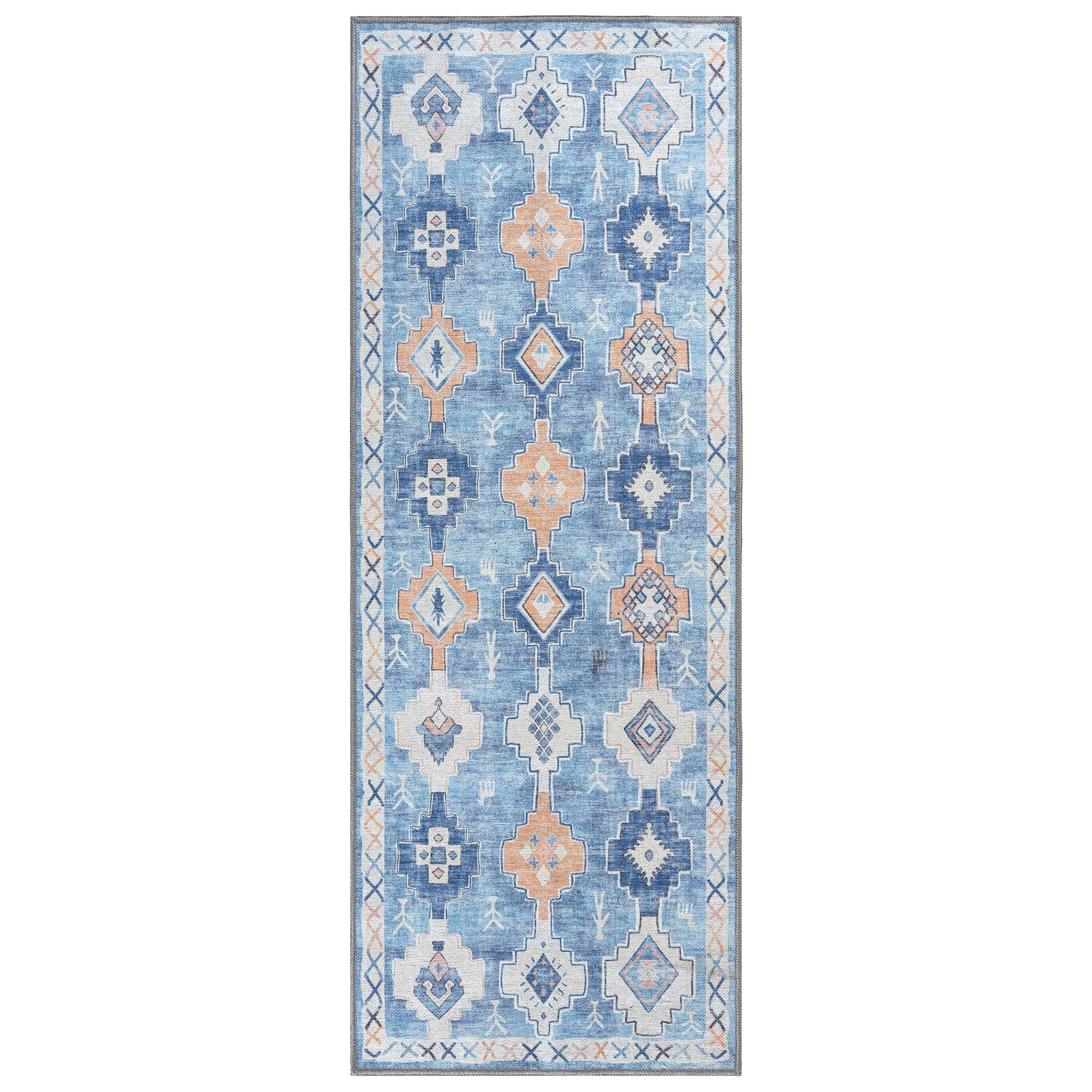 Blue Boho Oushak Washable Rug - Gionara
