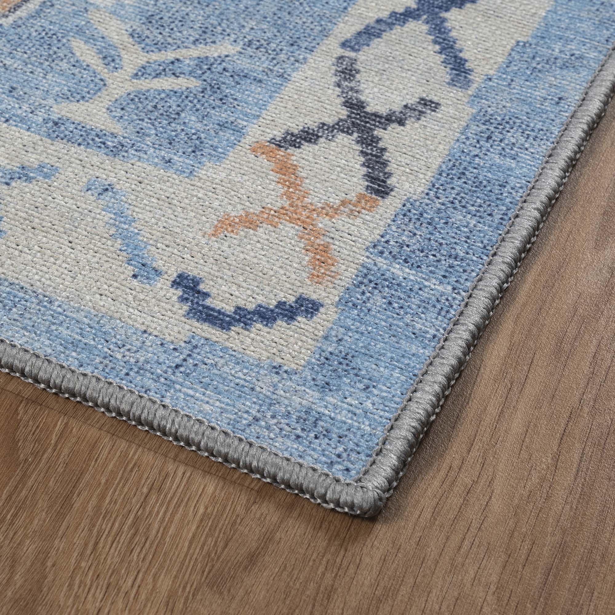 Blue Boho Oushak Washable Rug - Gionara