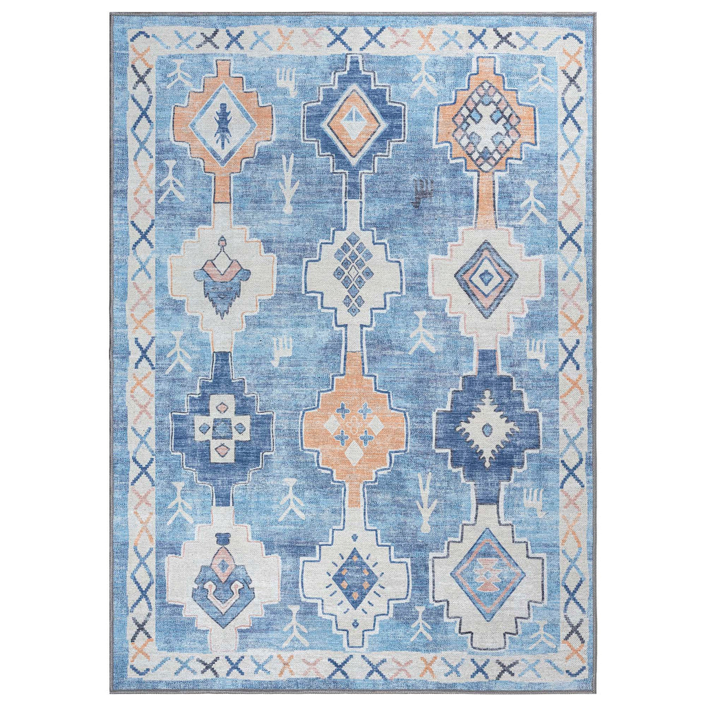 Blue Boho Oushak Washable Rug - Gionara