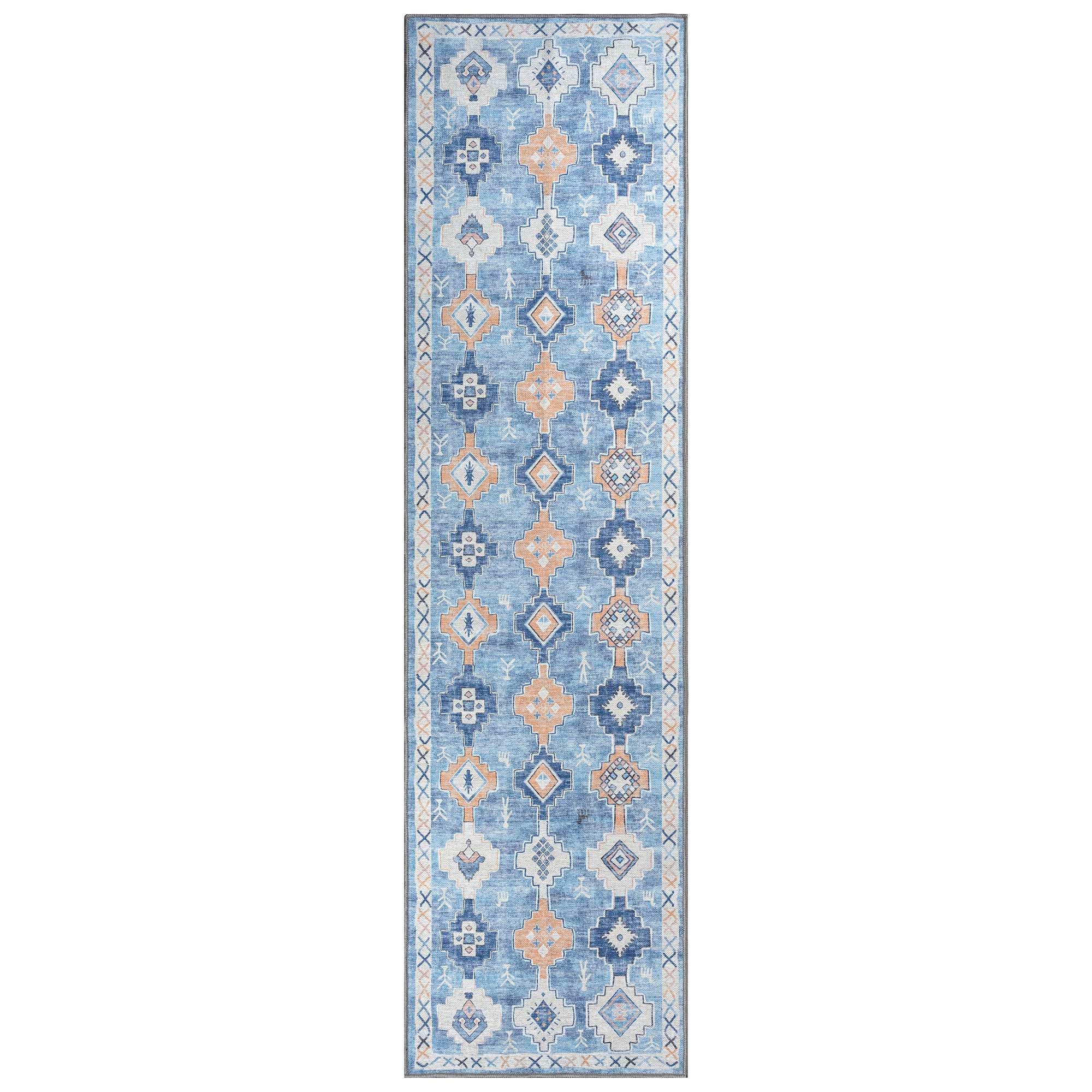 Blue Boho Oushak Washable Rug - Gionara