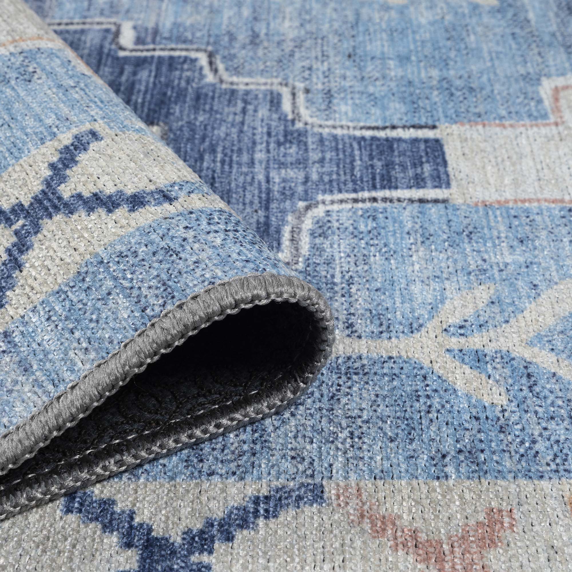 Blue Boho Oushak Washable Rug - Gionara