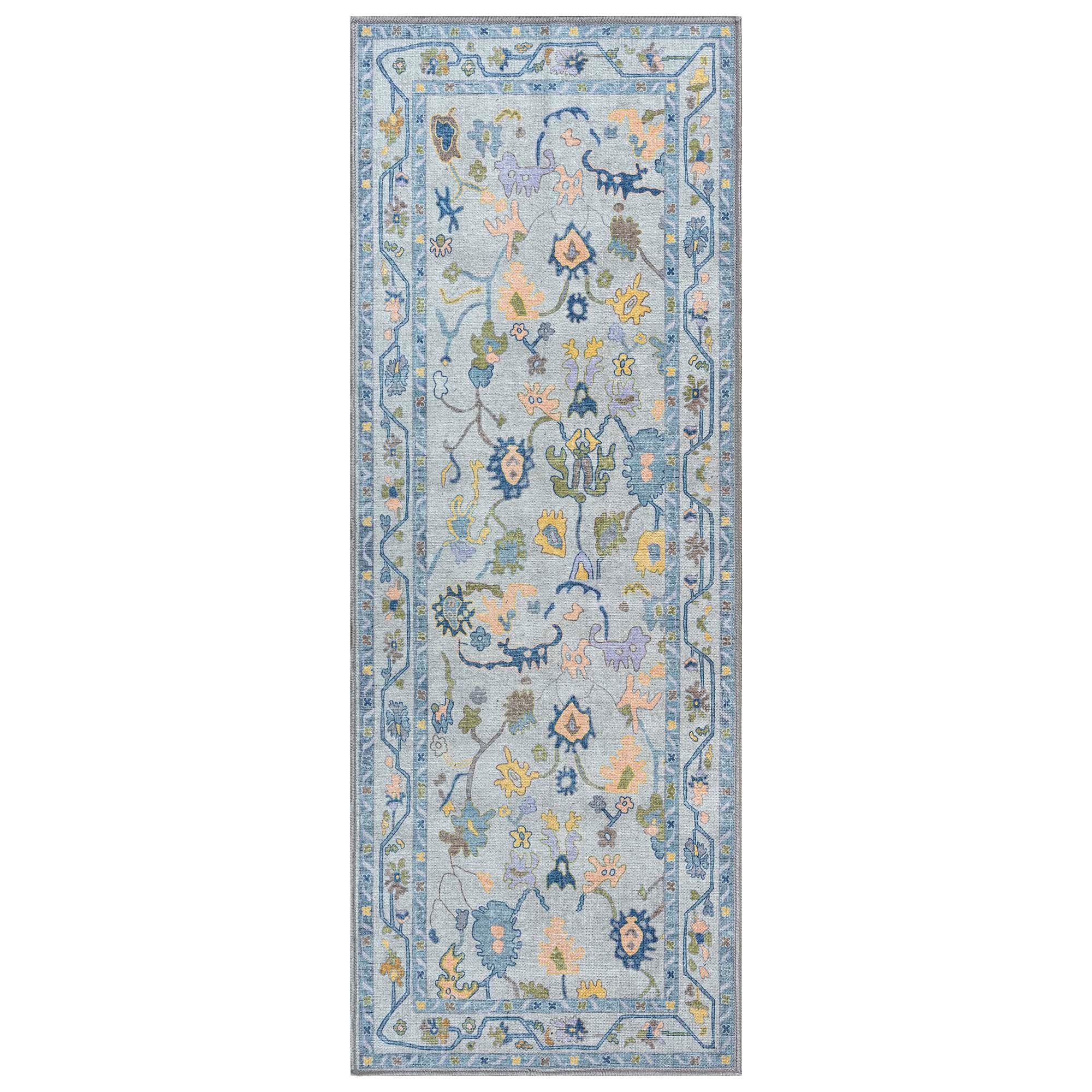 Blue Oushak Vintage Washable Rug - Gionara