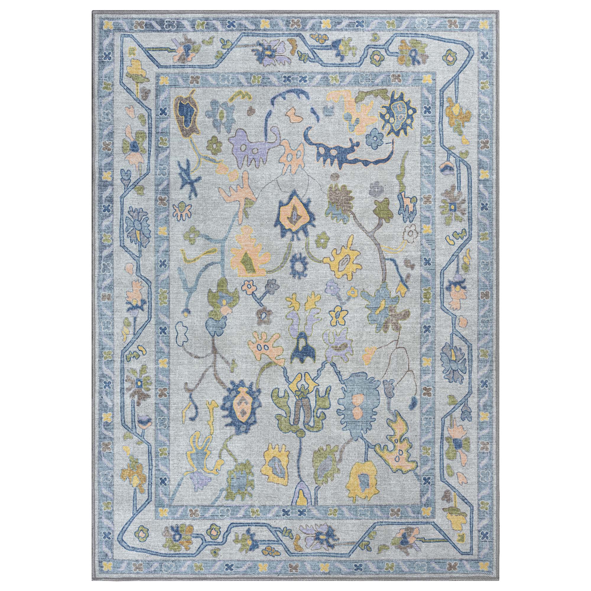 Blue Oushak Vintage Washable Rug - Gionara