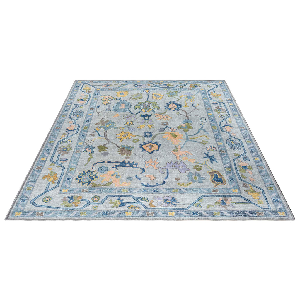 Blue Oushak Vintage Washable Rug - Gionara