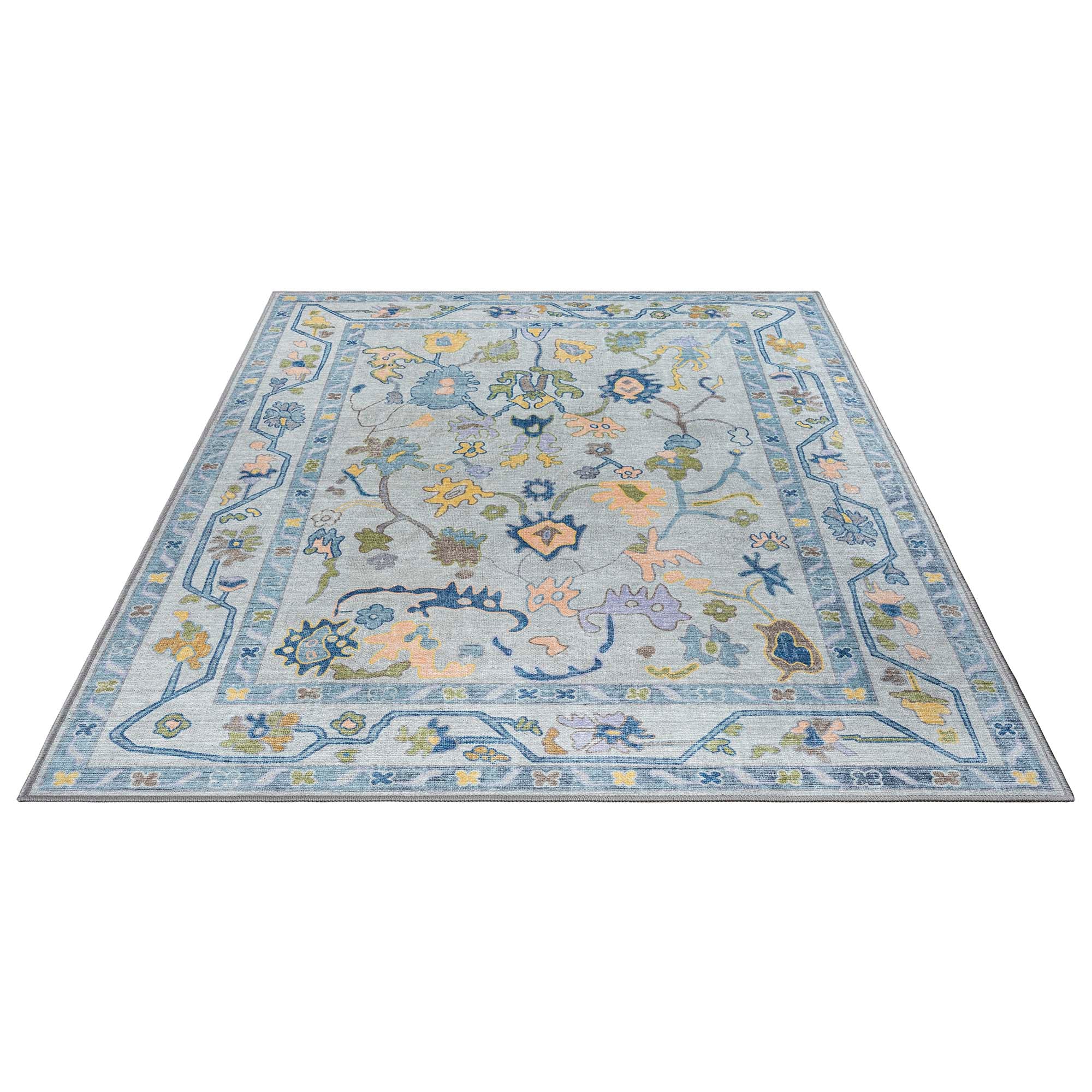Blue Oushak Vintage Washable Rug - Gionara