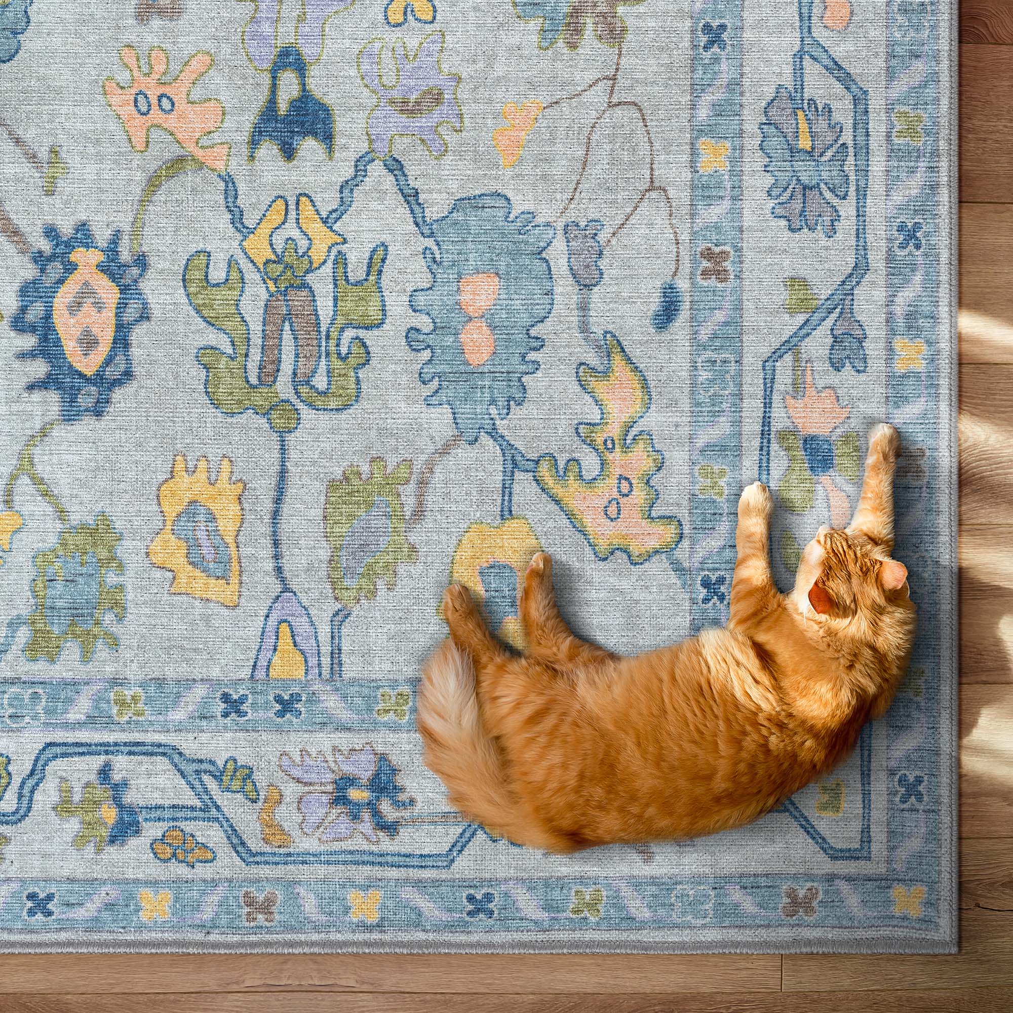 Blue Oushak Vintage Washable Rug - Gionara