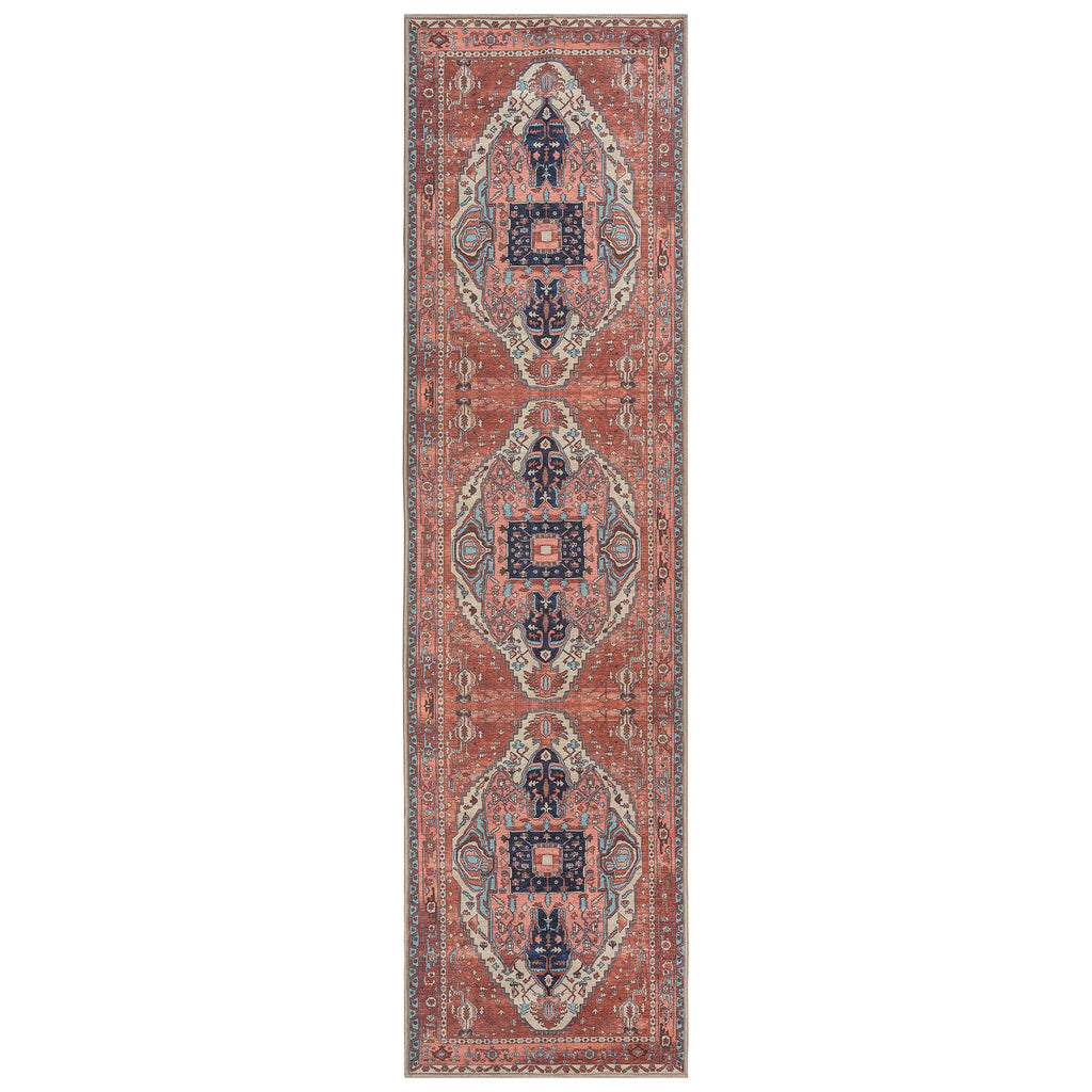 Brick Color Oushak Area Washable Rug - Gionara