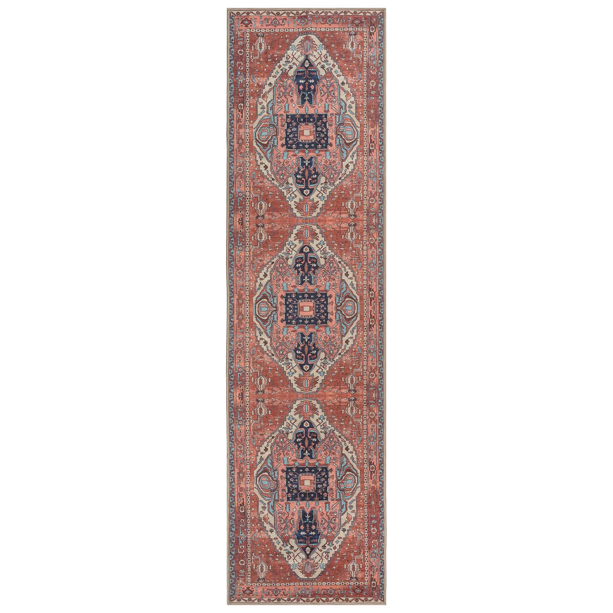 Brick Color Oushak Area Washable Rug - Gionara