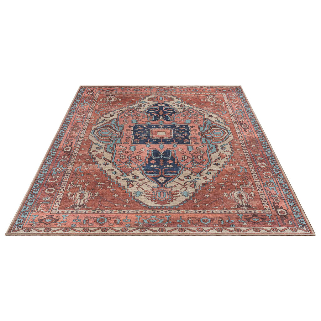 Brick Color Oushak Area Washable Rug - Gionara