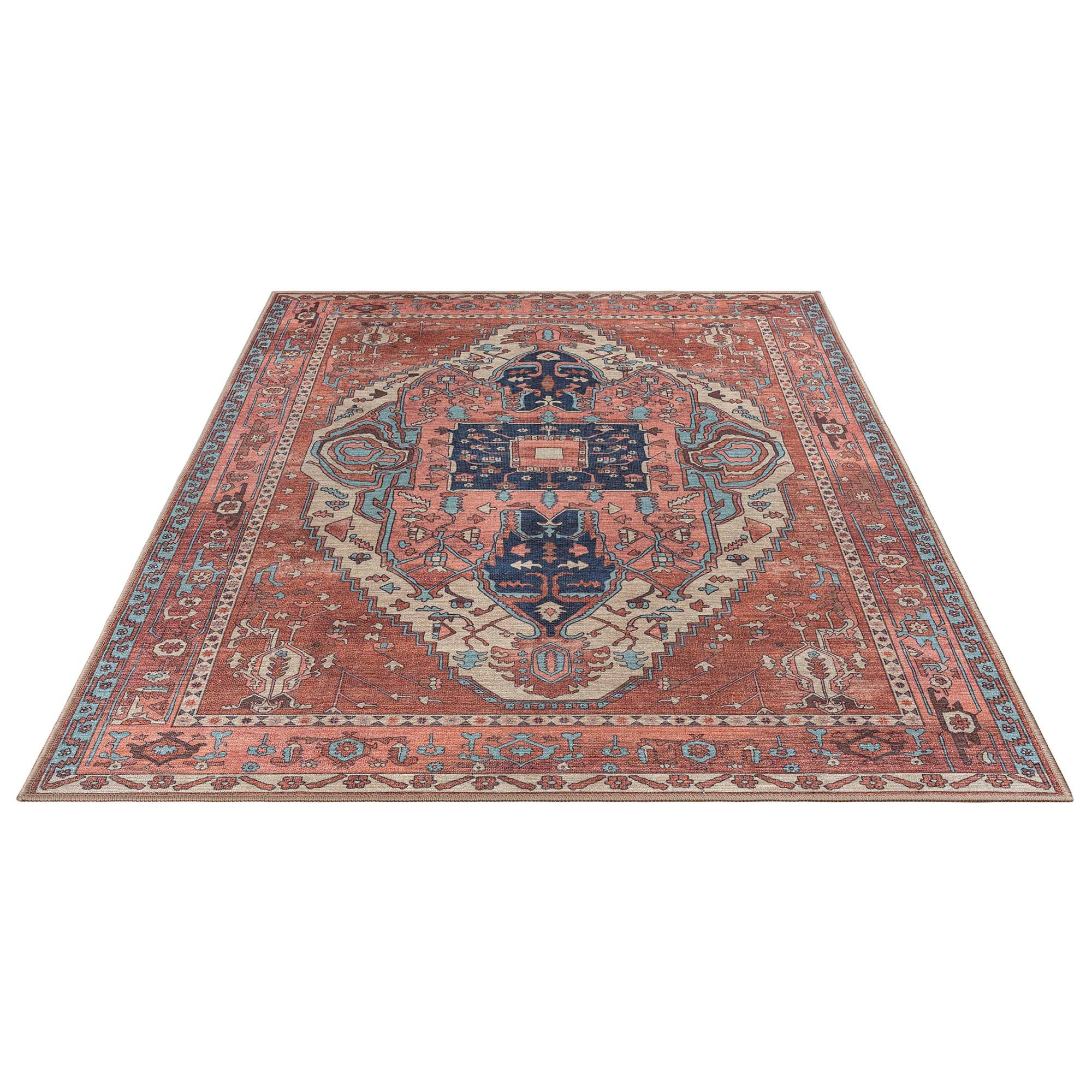 Brick Color Oushak Area Washable Rug - Gionara