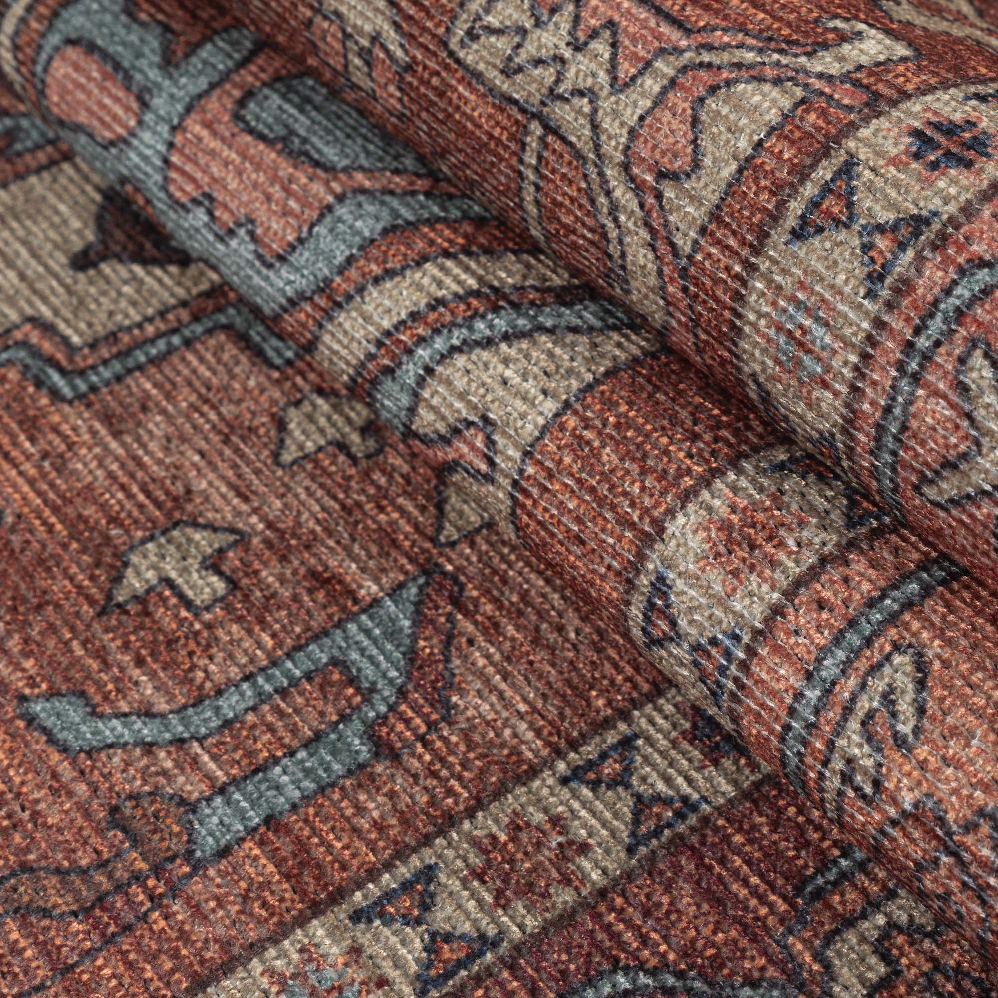 Brick Color Oushak Area Washable Rug - Gionara
