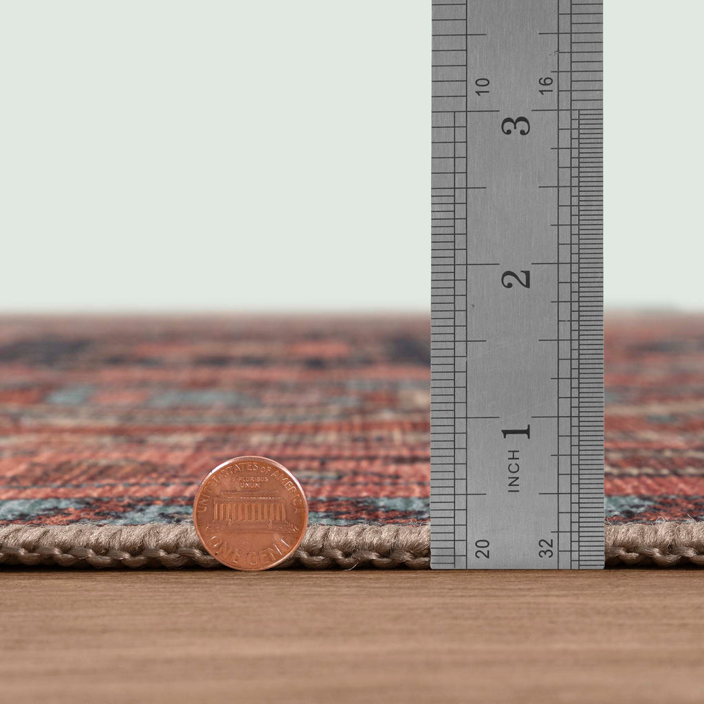 Brick Color Oushak Area Washable Rug - Gionara