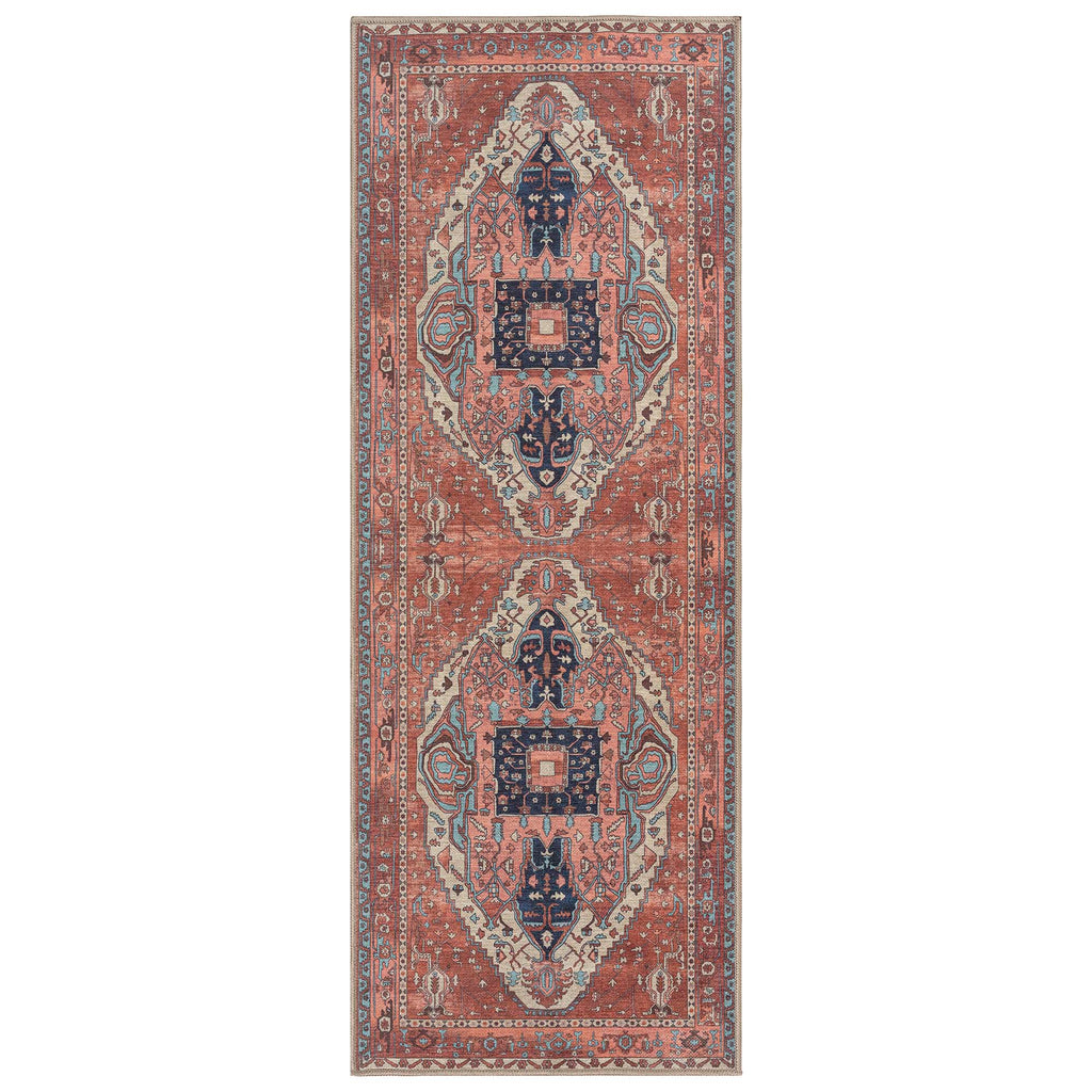 Brick Color Oushak Area Washable Rug - Gionara