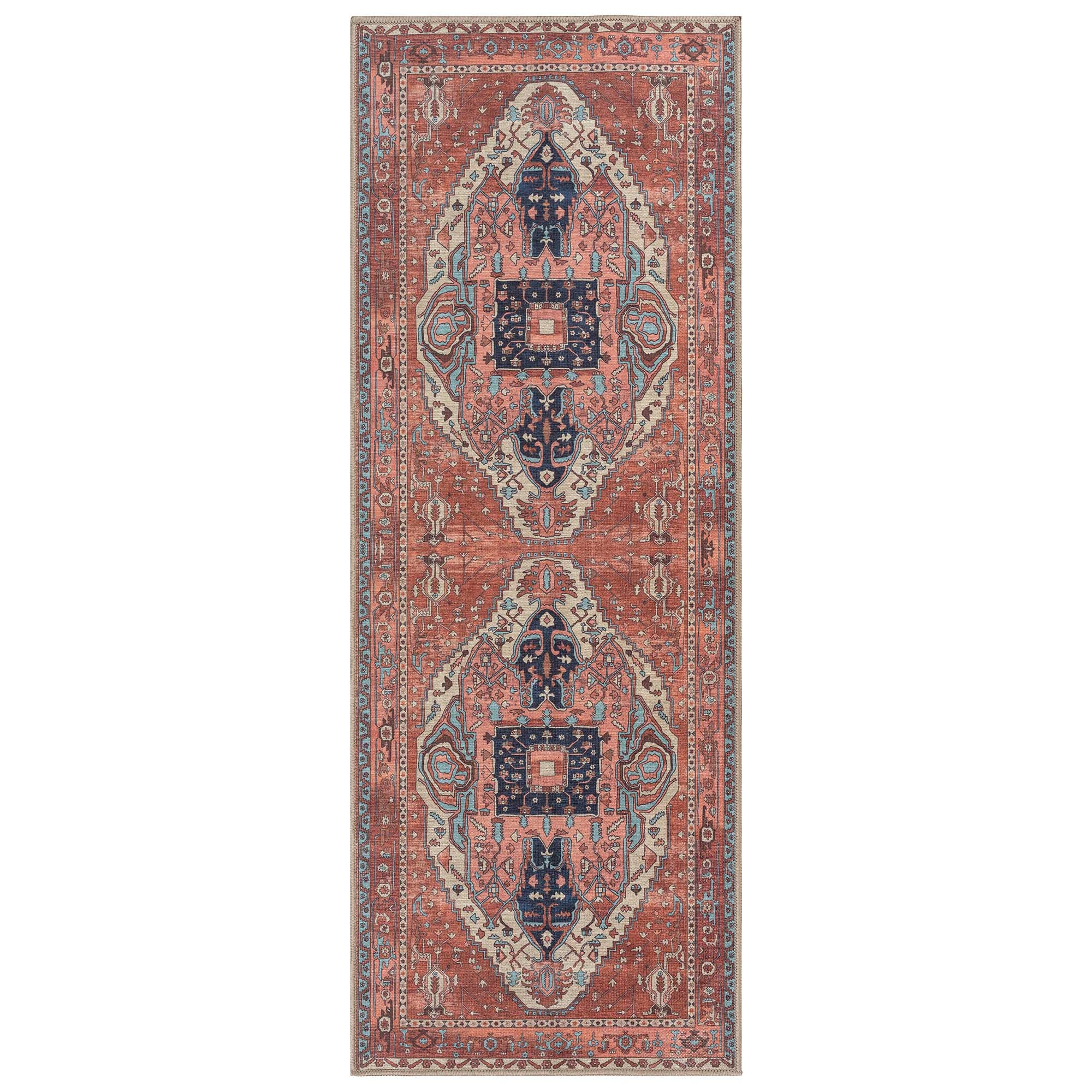 Brick Color Oushak Area Washable Rug - Gionara
