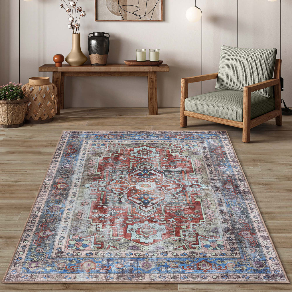 Earth Tones Oushak Area Washable Rug - Gionara