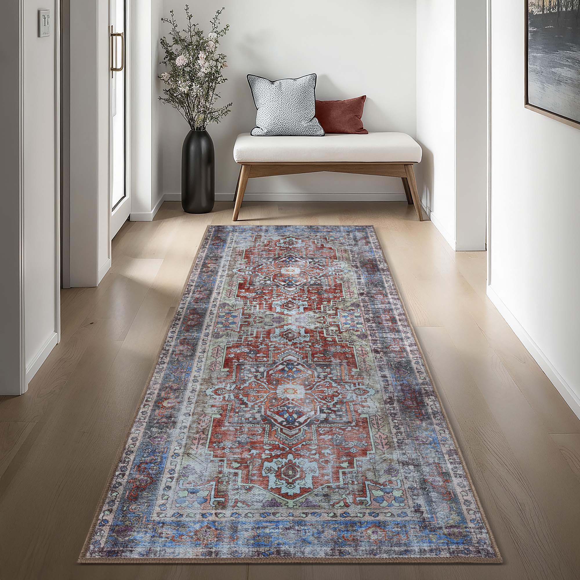 Earth Tones Oushak Area Washable Rug - Gionara