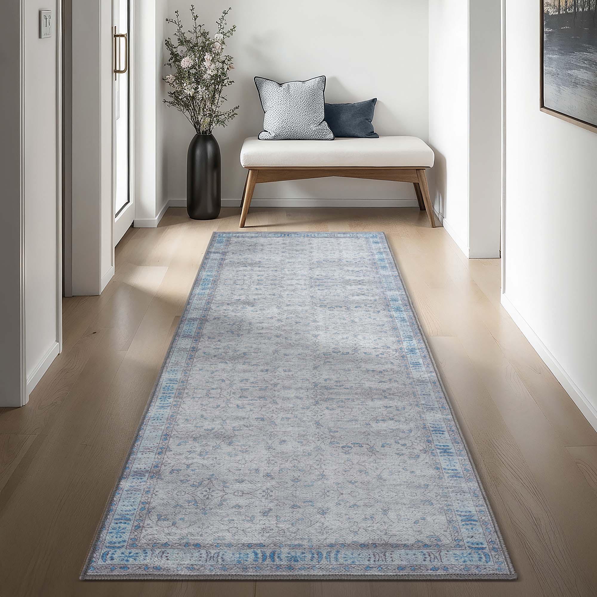 Gray Boho Oushak Washable Rug - Gionara