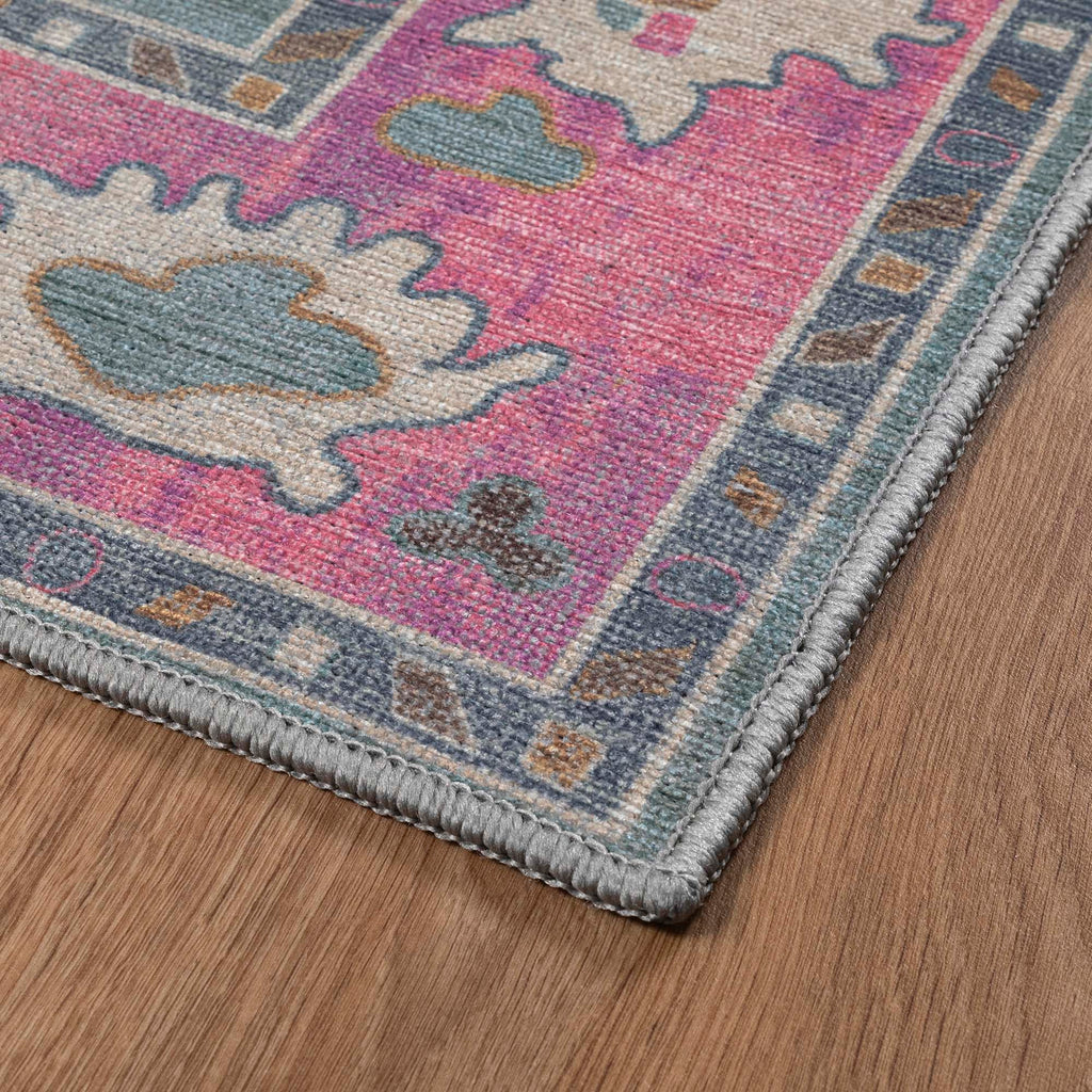 Green Pink Oushak Washable Rug - Gionara