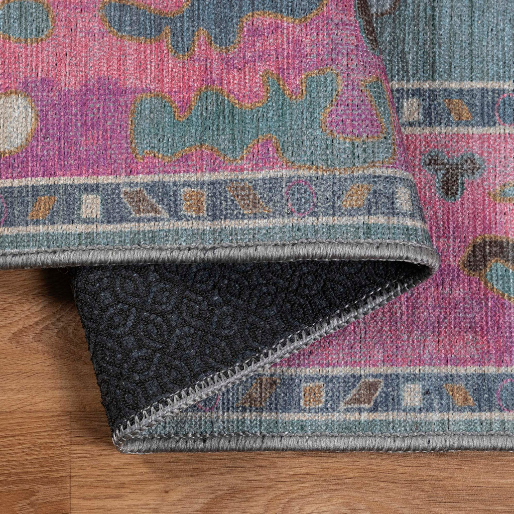 Green Pink Oushak Washable Rug - Gionara