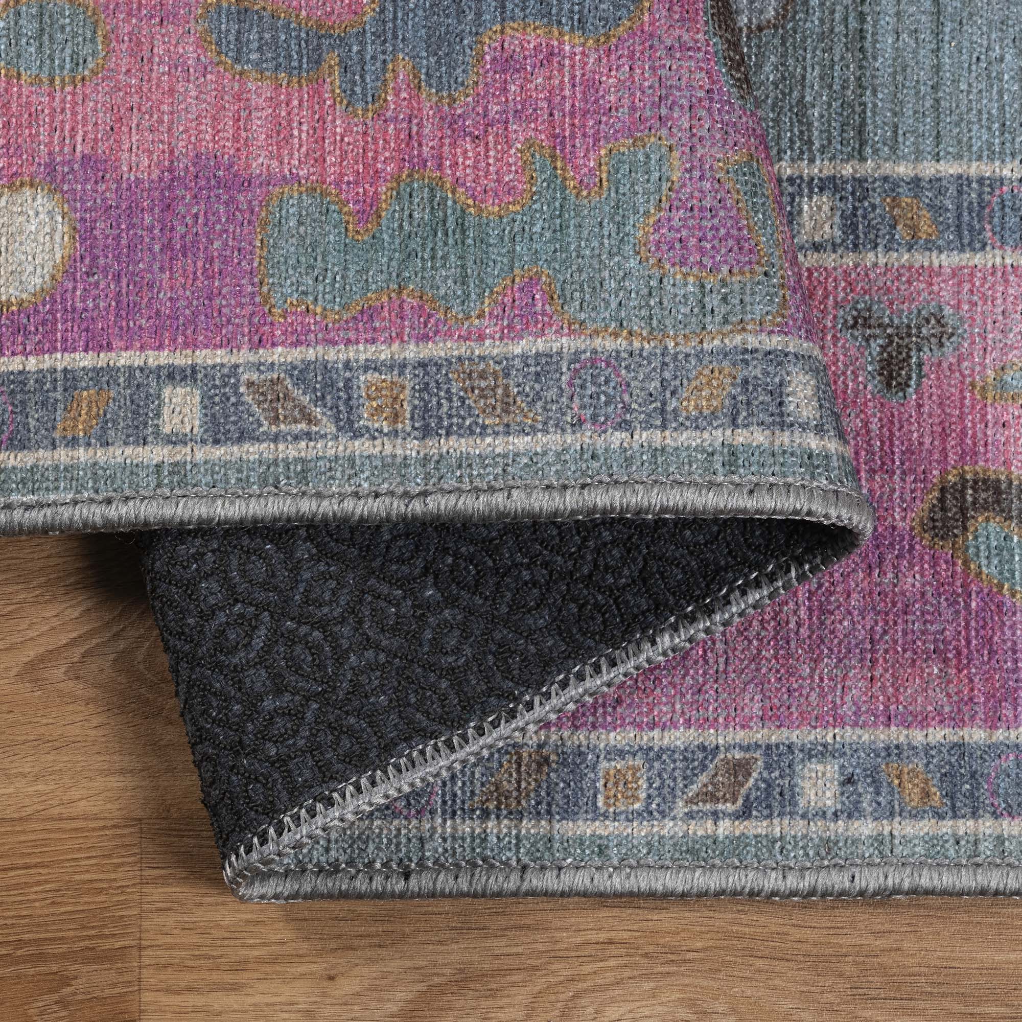 Green Pink Oushak Washable Rug - Gionara