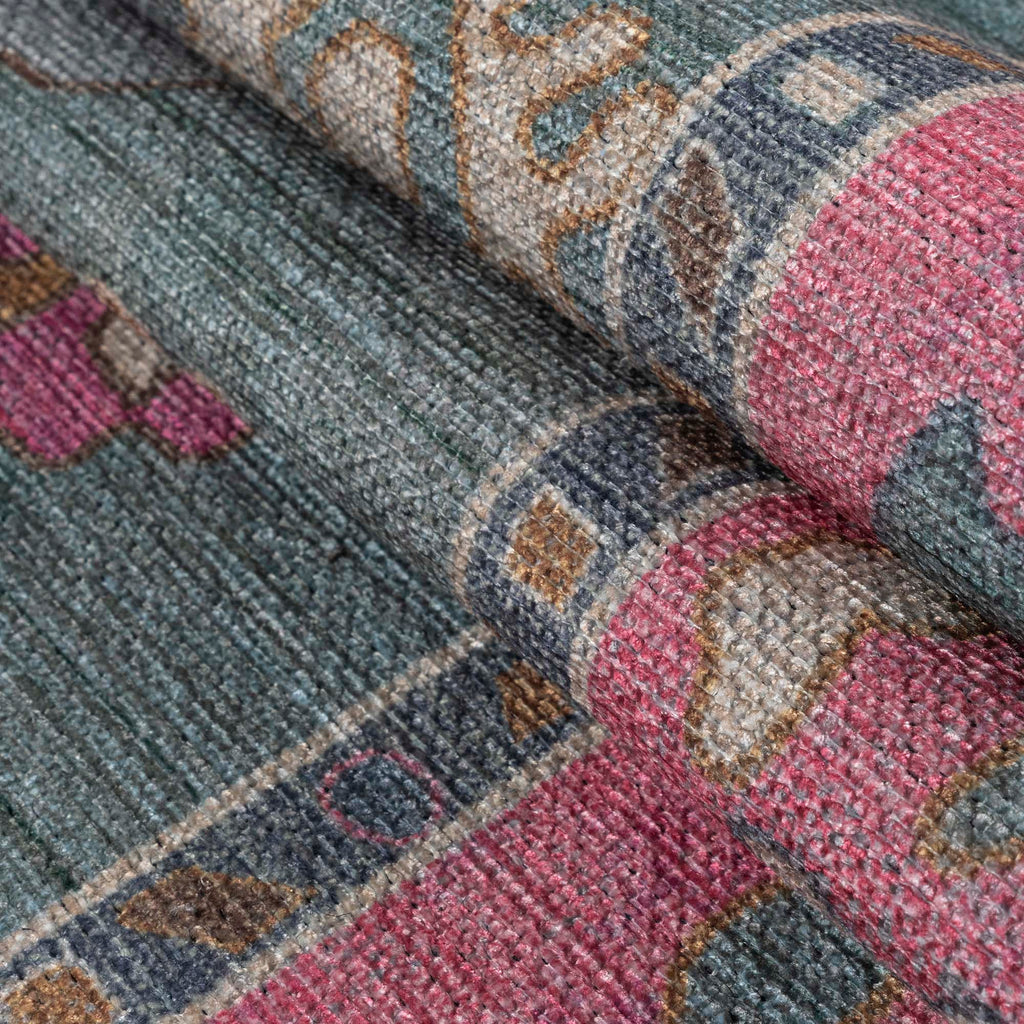 Green Pink Oushak Washable Rug - Gionara