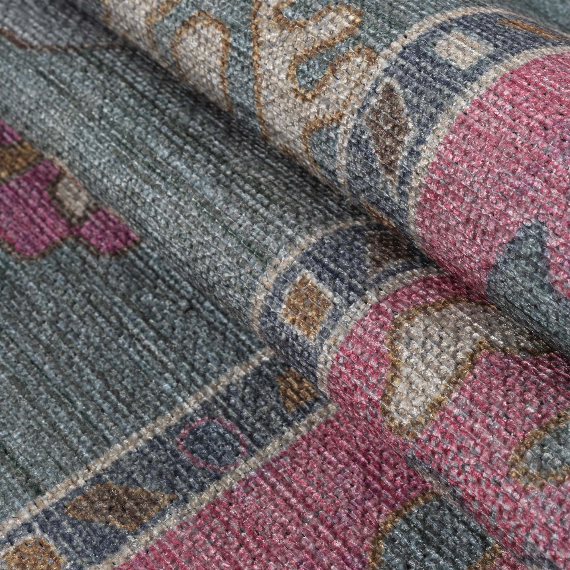 Green Pink Oushak Washable Rug - Gionara