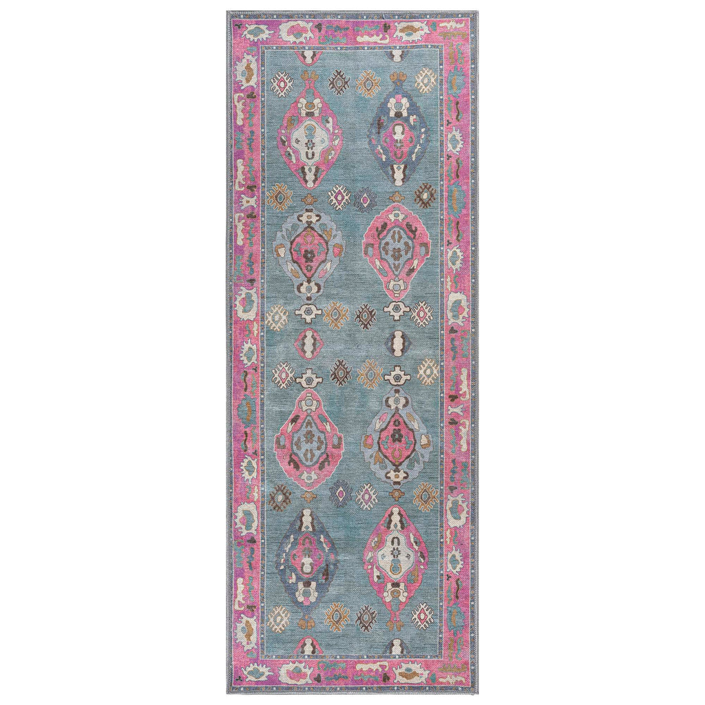 Green Pink Oushak Washable Rug - Gionara