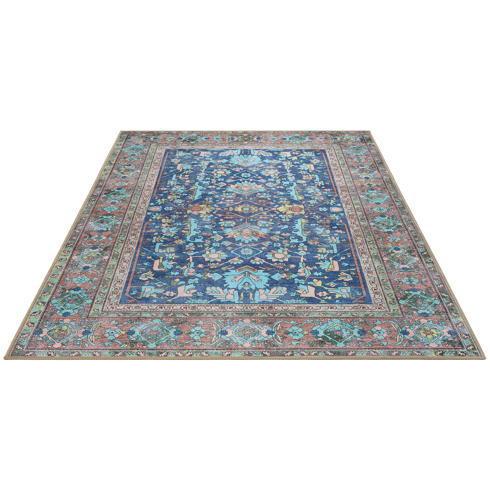 Navy Blue Boho Oushak Washable Rug - Gionara