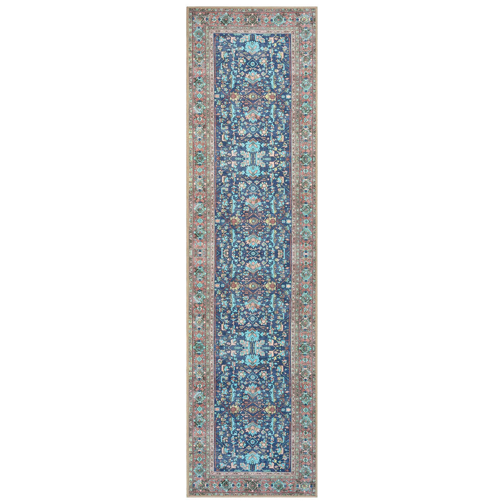 Navy Blue Boho Oushak Washable Rug - Gionara