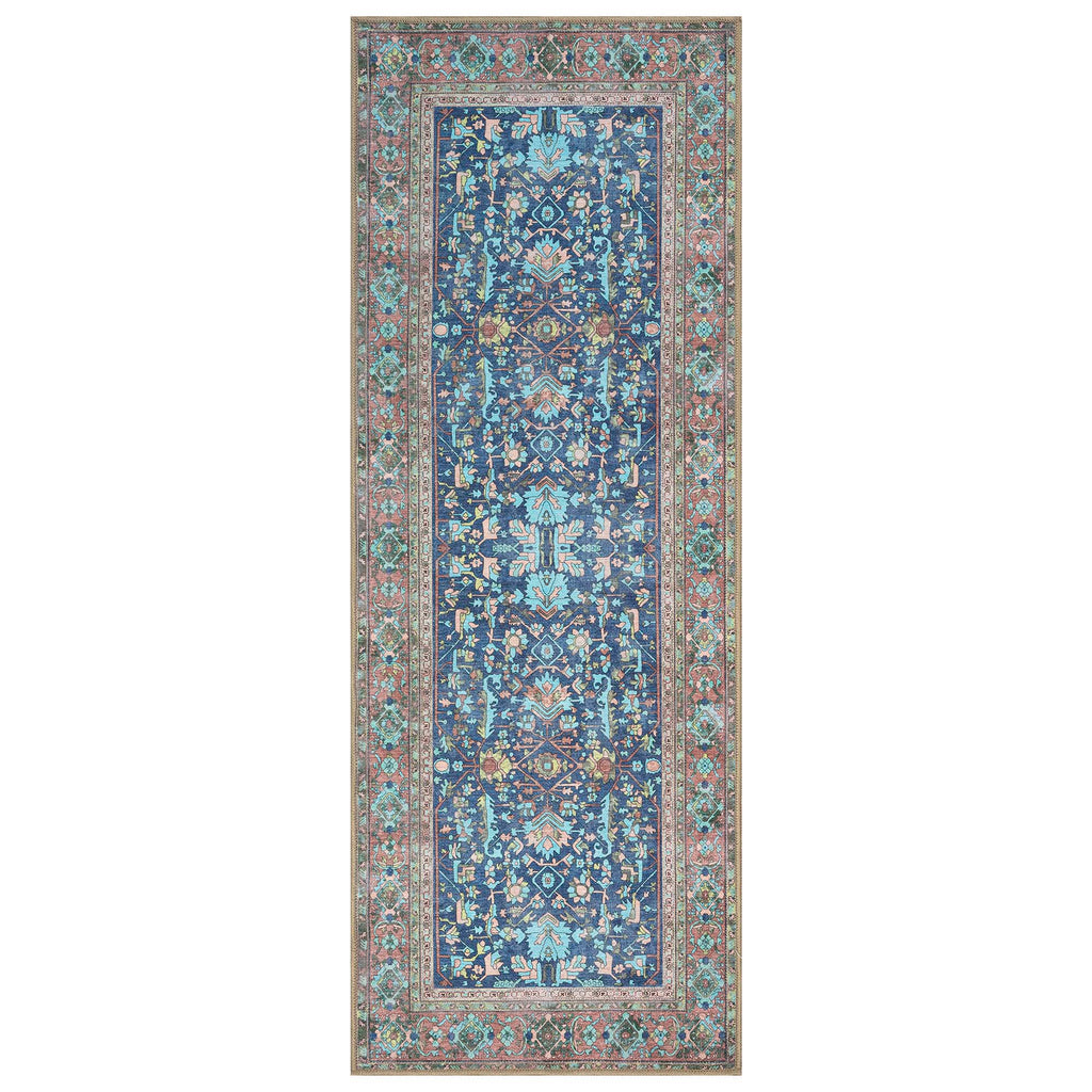 Navy Blue Boho Oushak Washable Rug - Gionara