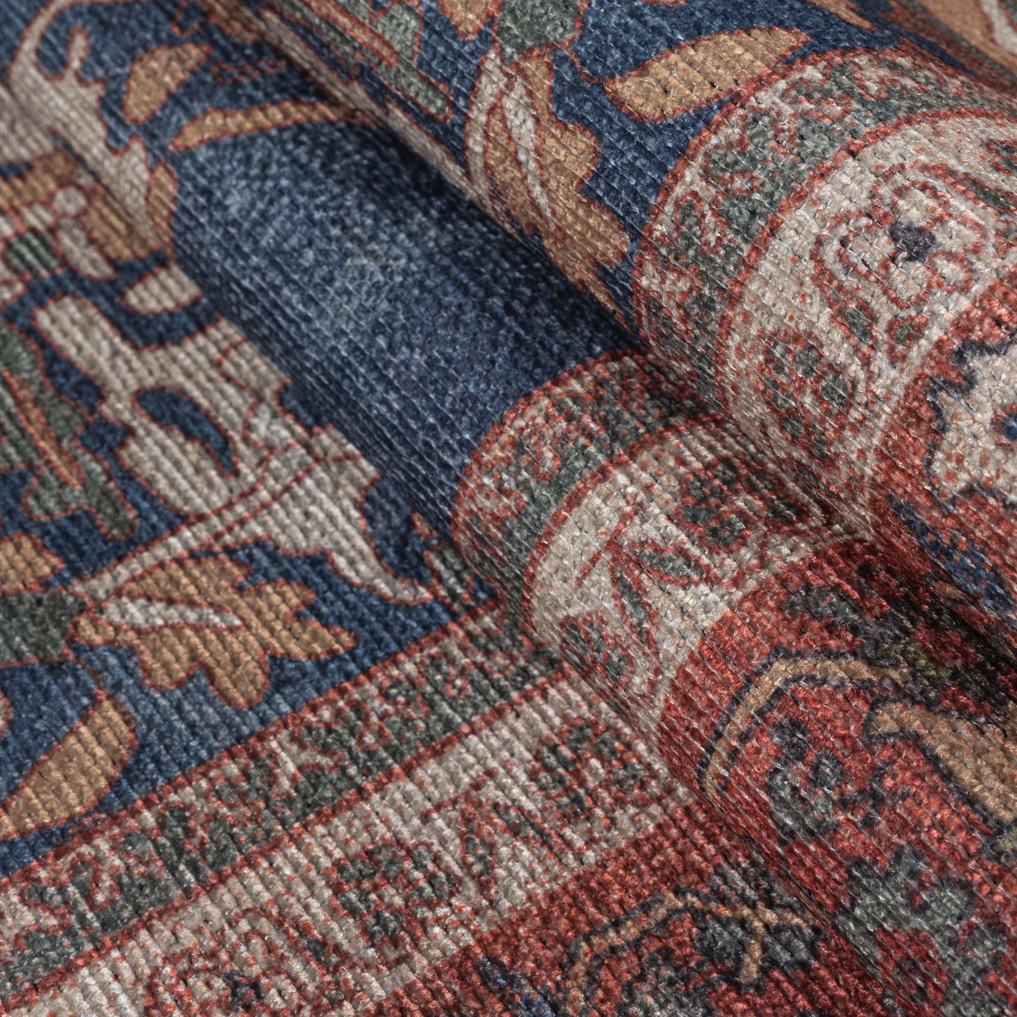 Navy Blue Brick Oushak Area Washable Rug - Gionara