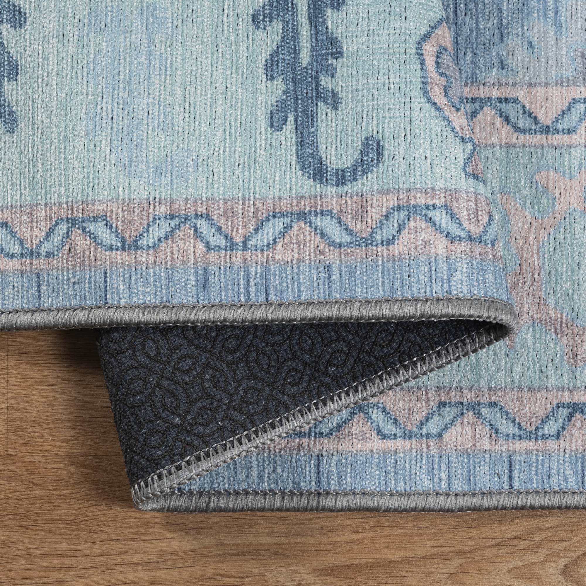 Teal Blue Oushak Area Washable Rug - Gionara