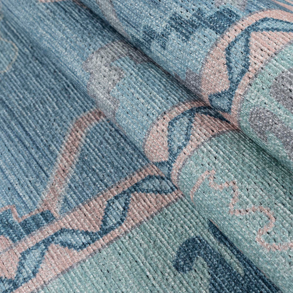 Teal Blue Oushak Area Washable Rug - Gionara